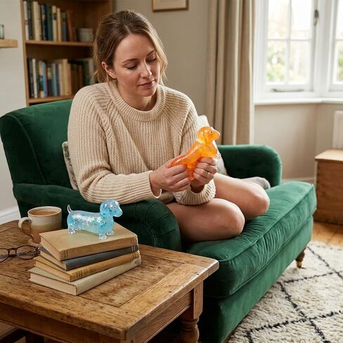 2 PCS Weiner Dog Squishies, Dachshund Squishies Stress Relief Tool for Office and Home, Slow Rebound Sensory Dog Squishies for Anxiety Management (Orange/Blue) in Saudi Arabia