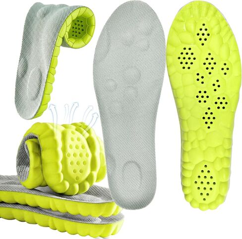 4D Cloud Memory Foam Insoles for Men Women, Arch Support Shoe Inserts with Shock Absorption, Anti-Fatigue & Foot Pain Relief, Soft Cushioned Insoles Trim to Fit(Black, US M: 6.5-7.5/W: 8-9) in Saudi Arabia