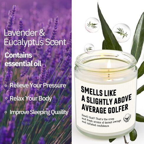 Petalsun Golf Gifts for Men Women, Funny Gifts for Golfer, Golf Themed Candle, Birthday Gift for Above Average Golfer Friend Boyfriend Husband Dad Mom - Lavender(7oz) in Saudi Arabia