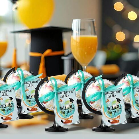 Gerrii 36 Sets Graduation Candy Box Gift Set 2026 Globe Graduation Candy Jar with Ribbons DIY Grad Treat Container Let The Adventures Begin Grad Party Decoration Birthday Gift Fillable with Treats in Kuwait