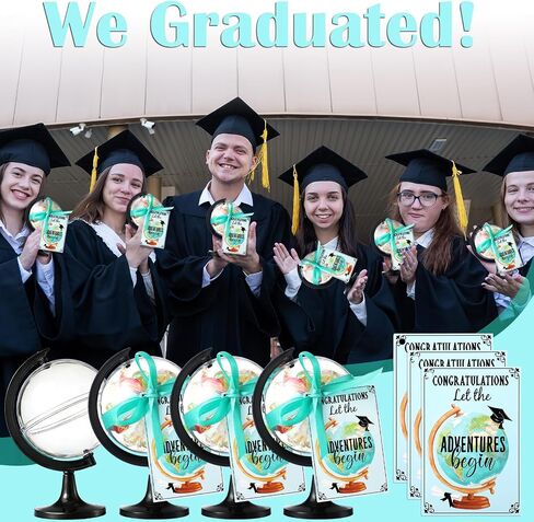 Gerrii 36 Sets Graduation Candy Box Gift Set 2026 Globe Graduation Candy Jar with Ribbons DIY Grad Treat Container Let The Adventures Begin Grad Party Decoration Birthday Gift Fillable with Treats in Kuwait