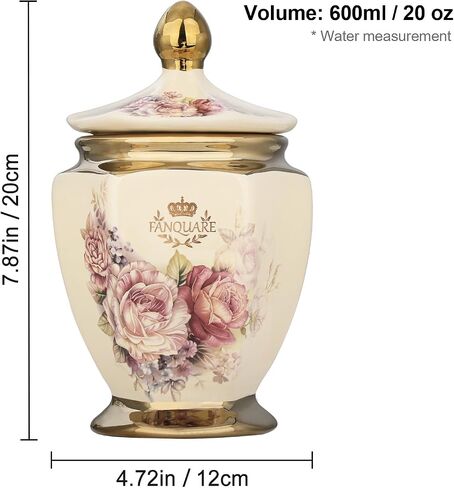 fanquare Vintage Royal Style Decorative Canisters with Gold Trim, Floral Porcelain Sugar Bowl Set of 3 with Airtight Lid for Countertop Party in Saudi Arabia