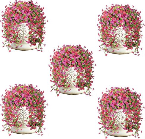 Senjie Artificial Hanging Flowers for Outdoor Spring Decor, 2 pcs UV Resistant Fake Silk Faux Flowers Plants for Outside Porch Patio Balcony Planters in Saudi Arabia