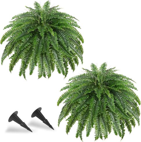 50" Artificial Ferns for Outdoors with 96 Fronds & Ground Spike, Realistic Faux Ferns, Artificial Boston Ferns Artificial Plants Large Faux Plants for Porch Garden Home Office Decor in Saudi Arabia