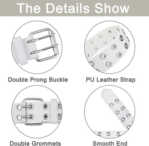 2 Pack Grommet Leather Belts for Women, Studded Belt Women Men in Kuwait