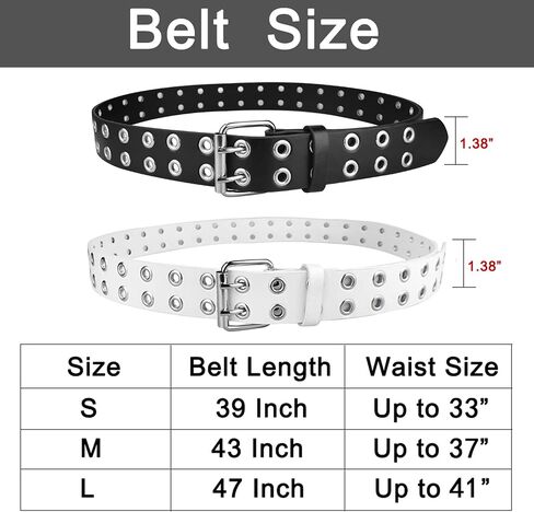 2 Pack Grommet Leather Belts for Women, Studded Belt Women Men in Kuwait