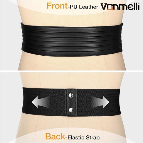 VONMELLI Wide Elastic Belts for Women Dresss Fashion Stretchy Wide Waist Belt Ladies Corset Leather Belts in Kuwait