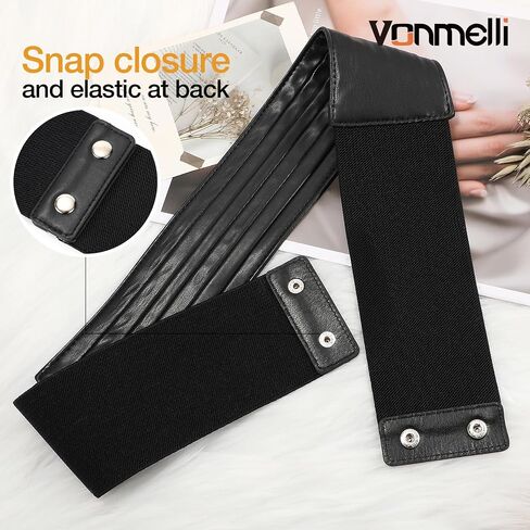 VONMELLI Wide Elastic Belts for Women Dresss Fashion Stretchy Wide Waist Belt Ladies Corset Leather Belts in Kuwait