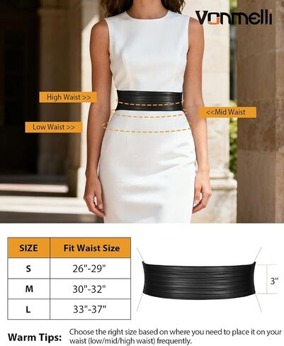 VONMELLI Wide Elastic Belts for Women Dresss Fashion Stretchy Wide Waist Belt Ladies Corset Leather Belts in Kuwait