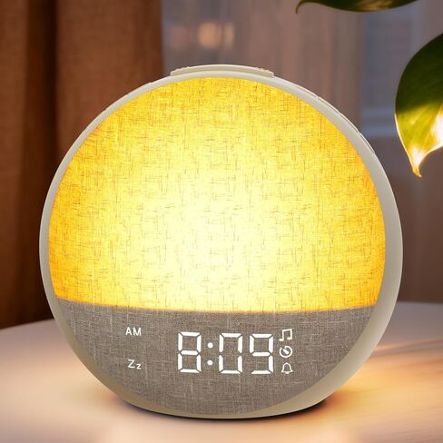 Sunrise Alarm Clock, White Noise Sound Machine with 30 Soothing Sounds, Dimmable Night Light, Natural Sunlight Lamp Gentle Wake Up Light for Bedrooms, Kids, Heavy Sleepers Adults, Baby, Ideal for Gift in Saudi Arabia