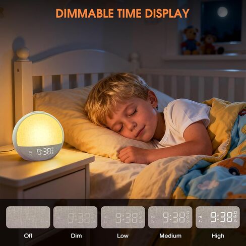 Sunrise Alarm Clock, White Noise Sound Machine with 30 Soothing Sounds, Dimmable Night Light, Natural Sunlight Lamp Gentle Wake Up Light for Bedrooms, Kids, Heavy Sleepers Adults, Baby, Ideal for Gift in Kuwait