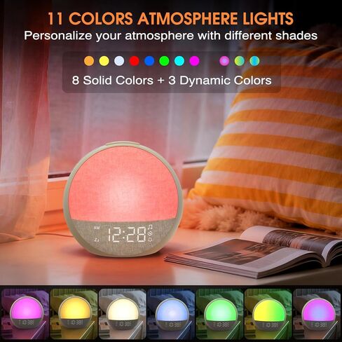 Sunrise Alarm Clock, White Noise Sound Machine with 30 Soothing Sounds, Dimmable Night Light, Natural Sunlight Lamp Gentle Wake Up Light for Bedrooms, Kids, Heavy Sleepers Adults, Baby, Ideal for Gift in Saudi Arabia