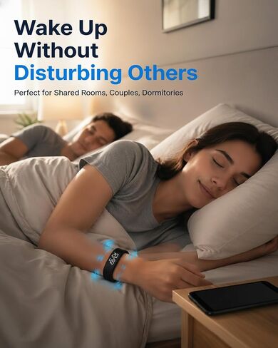 Vibrating Alarm Wristband Clock Watch for Heavy Sleepers, Fit Sleeps Rise Bracelet Bands for Deaf People, Wearable Vibration Wrist Alarm Waterproof Silent Alarms Wristband for Men & Women in Kuwait