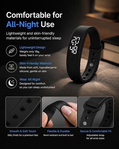 Vibrating Alarm Wristband Clock Watch for Heavy Sleepers, Fit Sleeps Rise Bracelet Bands for Deaf People, Wearable Vibration Wrist Alarm Waterproof Silent Alarms Wristband for Men & Women in Kuwait