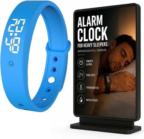 Vibrating Alarm Wristband Clock Watch for Heavy Sleepers, Fit Sleeps Rise Bracelet Bands for Deaf People, Wearable Vibration Wrist Alarm Waterproof Silent Alarms Wristband for Men & Women in Kuwait