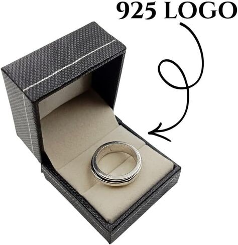 Anxiety Relief Silver Plated Spinner Ring Fidget Thin Band Oxidized Concave Boho Meditation Ornaments Handmade Stress Relief Wedding Gift For Men & Women in Saudi Arabia