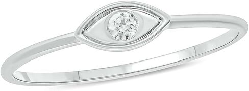 Cali Trove 1/20 Ct Natural Diamond Rings in 14Kt Gold in White, Yellow and Gold | Evil Eye Ring | Fashion Bands for Women | Anniversery Gifts | Gifts for Her | Silver Jewelry | Promise Bands in Kuwait
