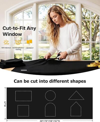 LazBlinds Portable Blackout Shades – DIY Cut-to-Fit for Travel, Dorm & RV, No-Drill Mounting on Any Surface, 100% Blackout Curtains with Storage Bag (57"x39") in Saudi Arabia