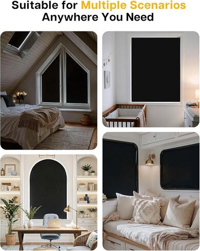 LazBlinds Portable Blackout Shades – DIY Cut-to-Fit for Travel, Dorm & RV, No-Drill Mounting on Any Surface, 100% Blackout Curtains with Storage Bag (57"x39") in Saudi Arabia