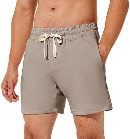 NIMENJOJA Mens 5.5" Athletic Gym Shorts Cotton Workout Jogger Sweat Shorts with Upgrade Premium Zipper Pockets and Drawstring in Saudi Arabia