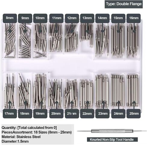 Watch Band Spring Bars 360 Pcs, 18 Sizes (8-25mm) with Remover Tool Kit, Watch Link Pins for All Watch Band Connection Axis Repair Tools in Saudi Arabia