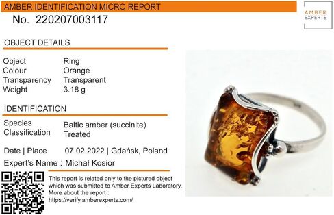 Holiday Gift Shops Sterling Silver and Baltic Honey Amber Rectangle Ring Makell in Saudi Arabia