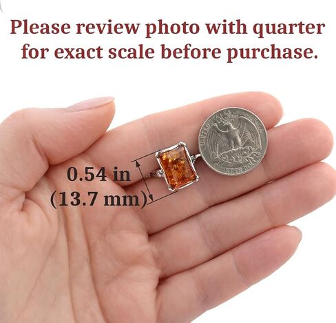 Holiday Gift Shops Sterling Silver and Baltic Honey Amber Rectangle Ring Makell in Saudi Arabia