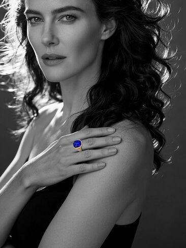 Certified 5.7CT Lab Grown Sapphire Ring, Cushion Cut, 14K Gold Vermeil in Saudi Arabia