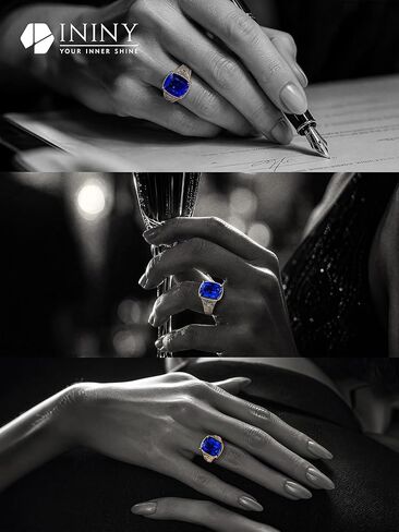 Certified 5.7CT Lab Grown Sapphire Ring, Cushion Cut, 14K Gold Vermeil in Saudi Arabia