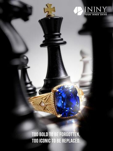 Certified 5.7CT Lab Grown Sapphire Ring, Cushion Cut, 14K Gold Vermeil in Saudi Arabia