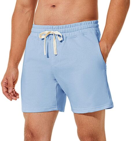 NIMENJOJA Mens 5.5" Athletic Gym Shorts Cotton Workout Jogger Sweat Shorts with Upgrade Premium Zipper Pockets and Drawstring in Saudi Arabia