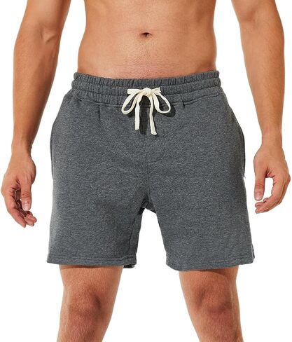NIMENJOJA Mens 5.5" Athletic Gym Shorts Cotton Workout Jogger Sweat Shorts with Upgrade Premium Zipper Pockets and Drawstring in Saudi Arabia