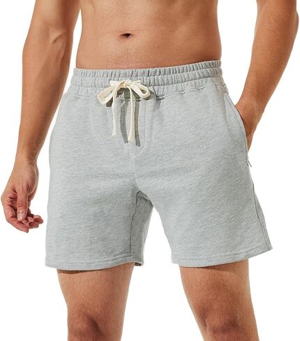 NIMENJOJA Mens 5.5" Athletic Gym Shorts Cotton Workout Jogger Sweat Shorts with Upgrade Premium Zipper Pockets and Drawstring in Saudi Arabia