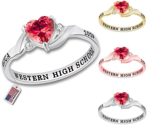 Official Mementos USA Ships in 2 days Customized Class Rings for Women 925 Sterling Silver or Brass – Made in USA – Personalized High School College University Women's Class Ring – Graduation Gifts for Her in Kuwait