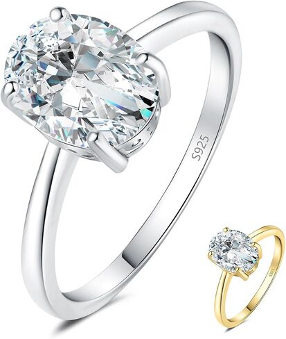 JewelryPalace شكل بيضاوي 1 قيراط 2 قيراط مويسانيتي سوليتير خواتم الخطبة للنساء، كلاسيكي 925 خاتم وعد من الفضة الاسترليني لها، مقلد خاتم زفاف الذكرى الماسية VVS D-F in Kuwait