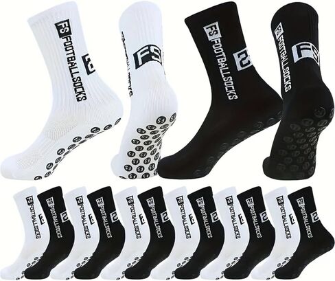 10 Pairs Soccer Socks with Grip Pads Non Slip Football Basketball Sports Socks for Men Women in Kuwait