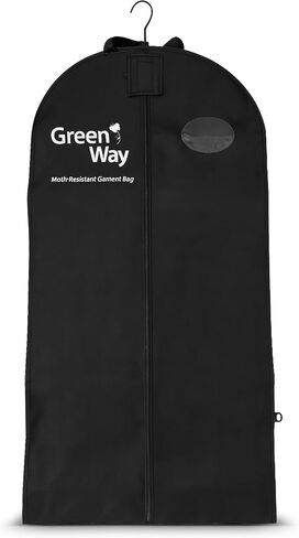 GreenWay Moth-Proof Garment Bag, Hanging Clothes Storage Cover for Suits, Dresses, Coats, Adjustable Length Closet Protector with Zipper in Kuwait