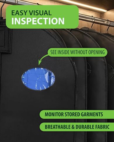 GreenWay Moth-Proof Garment Bag, Hanging Clothes Storage Cover for Suits, Dresses, Coats, Adjustable Length Closet Protector with Zipper in Kuwait