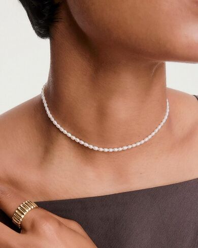Pearl Necklace for Women, Dainty Layered 18K Gold Plated Bow Bean Beaded Pendant Pearl Choker Necklaces Set Trendy Summer Beach Jewelry Mothers Day Gifts for Mom in Saudi Arabia