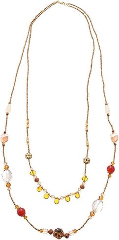Long Layered Acrylic Beaded Chain Necklace for Women,Vintage Delicate Amber Resin Collar Necklace Boho Y2K Charm Necklaces Jewelry Accessories Gifts in Saudi Arabia