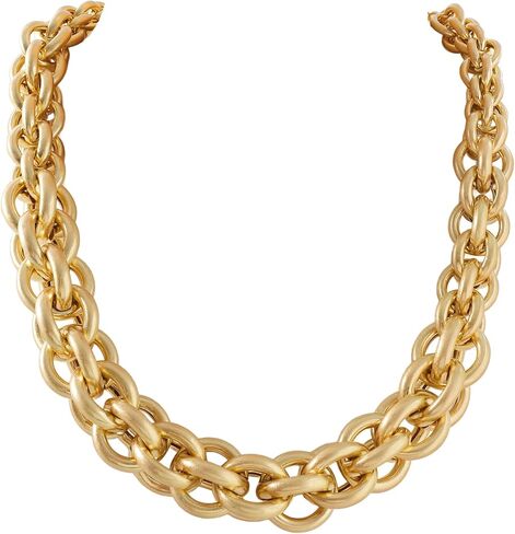 Gold Chunky Choker Necklace for Women, Bold Thick Link Chain Statement Jewelry, Punk Hip Hop Collar Necklace, Vintage Accessories for Party in Saudi Arabia