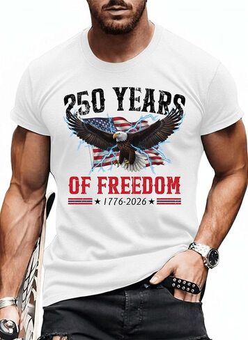 250th Anniversary Shirt Men Commemorative American History Top Short Sleeve Shirts Graphic Print T Shirts in Kuwait