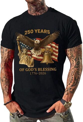 250th Anniversary Shirt Men Commemorative American History Top Short Sleeve Shirts Graphic Print T Shirts in Kuwait