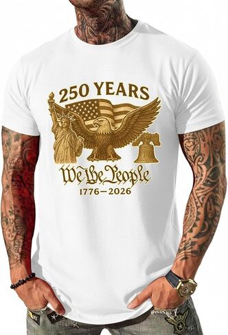 250th Anniversary Shirt Men Commemorative American History Top Short Sleeve Shirts Graphic Print T Shirts in Kuwait