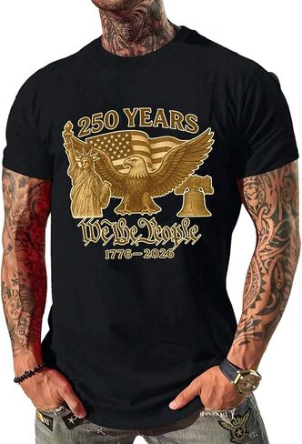 250th Anniversary Shirt Men Commemorative American History Top Short Sleeve Shirts Graphic Print T Shirts in Kuwait