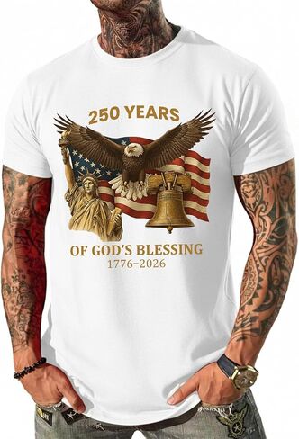 250th Anniversary Shirt Men Commemorative American History Top Short Sleeve Shirts Graphic Print T Shirts in Kuwait