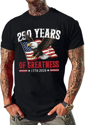250th Anniversary Shirt Men Commemorative American History Top Short Sleeve Shirts Graphic Print T Shirts in Kuwait
