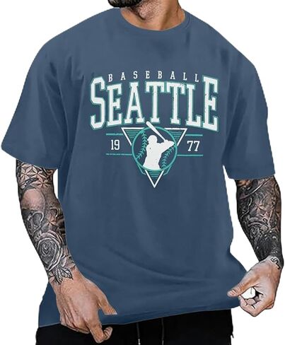 Men's Baseball Shirts Baseball Graphic Short Sleeve T Shirt Baseball Team Tee Top in Saudi Arabia