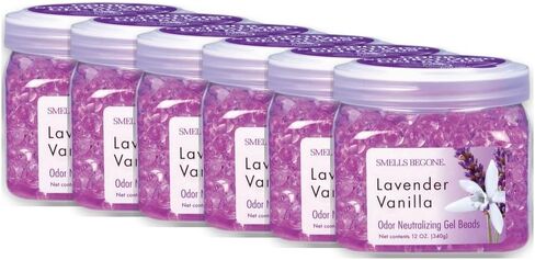 [6 Pack] Lavender Vanilla Scent Odor Neutralizer 12 oz Gel Beads with Spray Bottle - Odor Eliminator Gel Beads - Air Freshener, Room Deodorizer, Bathroom Spray in Saudi Arabia
