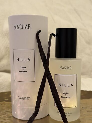 NILLA by MASHAB - All-Natural Vanilla & Rosewood Luxury Nonalcohol Linen & Room Spray | Aromatic Mist | Premium Glass Bottle (100 mL) Gift for Birthday Anniversary Mothers Day in Kuwait